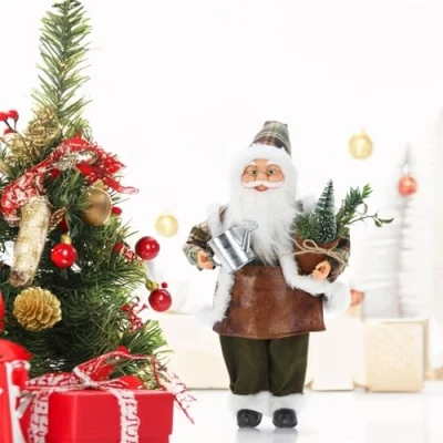 Image of Carousel Home Workshop Standing Santa Figure Traditional Father Christmas Ornament Claus Doll Figurine Decorations Indoor 45cm Design Varies One Supplied