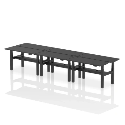 Image of Air B2B 1400x600mm Height Adjustable 6P Bench Desk CP Black/Black