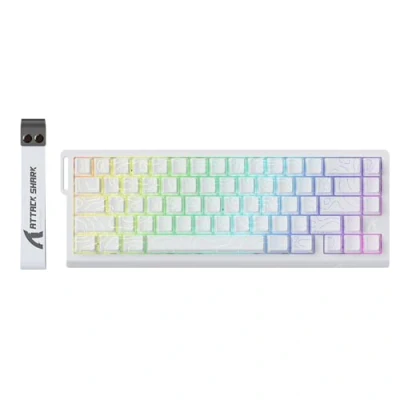 Image of ATTACK SHARK X68 HE 8000Hz Rapid Trigger Keyboard, 0.01mm RT Accuracy Wired Gaming Keyboard with Magnetic Switch, Adjustable Actuation, Trigger, Snap Tap, RGB Lighting for PC/Mac, White Contours