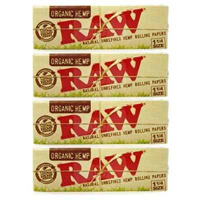 Image of RAW Unbleached Organic 1.25 Size Cigarette Rolling Papers, 4 Packs