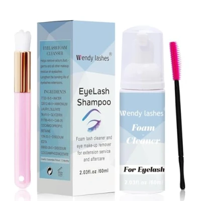 Image of Eyelash Shampoo for Extension Cleanser 60ml Foam Lash Makeup Remover with Soft Brush and Mascara Wand(Lash 60ml)