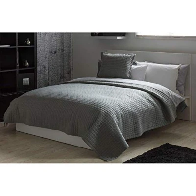 Image of Belledorm Crompton Quilted Jersey Throw, Grey, 150 x 200 Cm