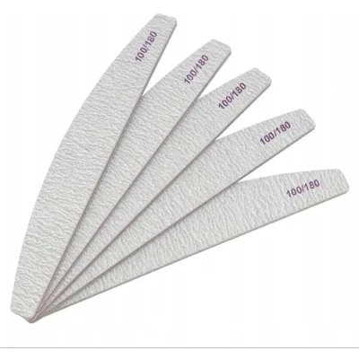 Image of 5 Pcs Professional Nail Files 100/180 Grit Double Sided Half Moon Washable Emery Board Shaping Manicure Tools Salon &amp; Home Use