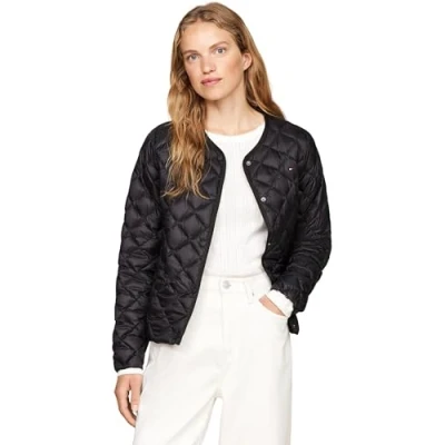Image of Tommy Hilfiger DOWN Quilted Collarless Light jacket, Women&#039;s, Size: XL, Black