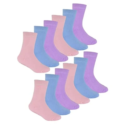 Image of 12 Pair Multipack Kids Thermal Socks Sock Snob Childrens Thick for Winter Boys &amp; Girls (4 6, Pastel)
