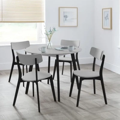 Image of Julian Bowen Casa Round Dining Table Grey/Black, Rubberwood, H 75 x W 100 D 100cm