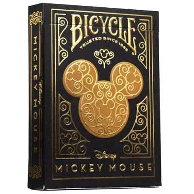 Image of Bicycle Black/Gold Mickey Disney Playing Cards 1 Deck, Air Cushion Finish, Professional, Superb Handling &amp; Durability, Great Gift For Card Collectors