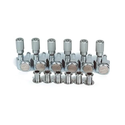 Image of Guyker Pro 6 Inline Guitar Locking Tuners 1:18 Lock String Tuning Key Pegs Machine Heads Set Replacement for Folk Classical Acoustic Electric GK411SP, Chrome