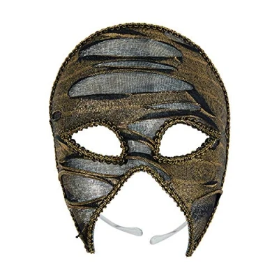 Image of Bristol Novelty EM812 Gold and Black Ripped Look 3/4 Eye Mask, Adult