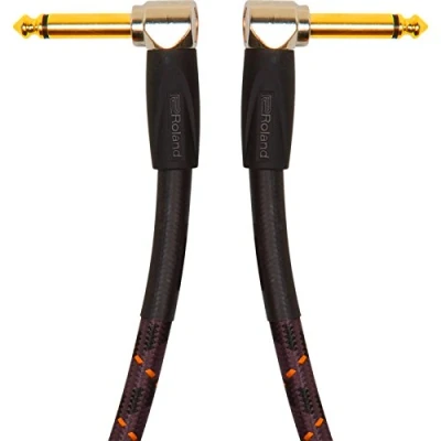 Image of Roland Ric G1Aa Instrument Cable 1Ft Angled To Black, Gold,Black
