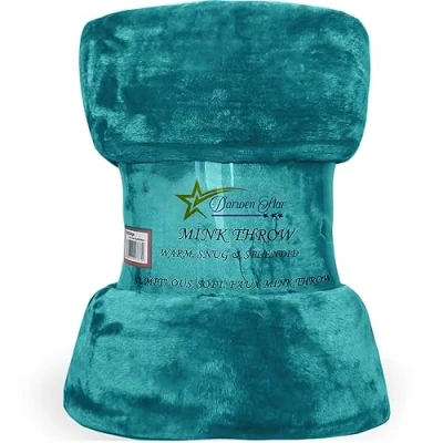 Image of DARWEN STAR Luxury Faux Fur Throw, Mink fleece throw Blanket/Sofa Throw/Bed Soft &amp; Warm Blanket throws King 200 X 240 CM (Teal)