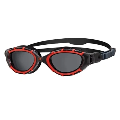 Image of Zoggs Predator Flex Goggle, UV Protection Swim Goggles,Red/Black/Smoke Polarized, regular