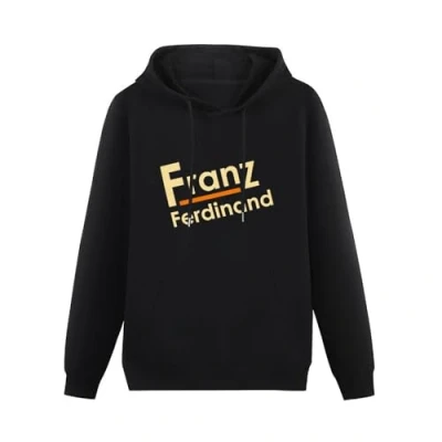Image of Franz Ferdinand Mens Graphic Long Sleeve Hoody With Pocket Sweatershirt, Hoodie Size L Black