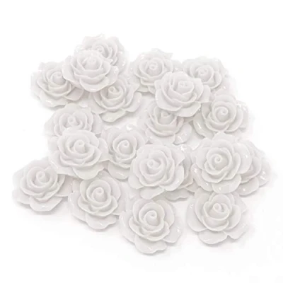 Image of Wedding Touches 20x White 20mm Resin Rose Shabby Chic Flatbacks Craft Cardmaking Embellishments