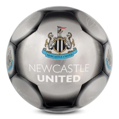 Image of Hy Pro Officially Licensed Newcastle United F.C. Classic Signature Football Metallic, Size 5, NUFC, Training, Match, Merchandise, Collectible For Kids and Adults