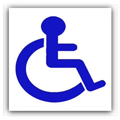 Image of 1 x Sticker Disabled Logo Sign Car Blue on White Disability Wheelchair Mobility Self Adhesive Vinyl 87x87mm D33