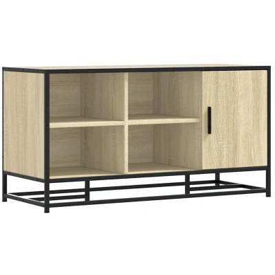 Image of vidaXL Shoe Bench Sonoma Oak 100x40x53.5 cm Engineered Wood and Metal