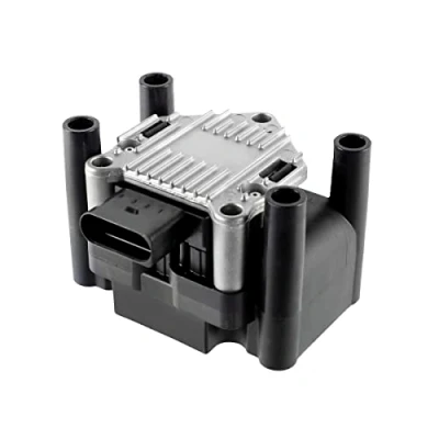 Image of 032905106, 032905106B, 032905106E, 032905106F, 32905106 Ignition coil VALEO 245159 4 pin connector VOLKSWAGEN: New Beetle Convertible, Golf 4, 5