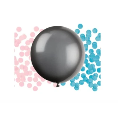 Image of Black Giant Gender Reveal Confetti Balloon (60cm) 1 Piece Premium Latex for Memorable Baby Surprise Event