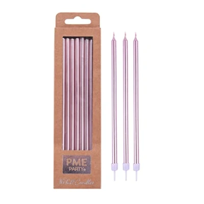 Image of PME CA097 Rose Gold Extra Tall Candles 7in 16pk, Wax