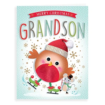 Image of Piccadilly Greetings Character Christmas Card Grandson 8 x 6 inches