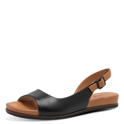 Image of Jana Women&#039;s 8 28160 42 Flat Sandal, Black, 3.5 UK