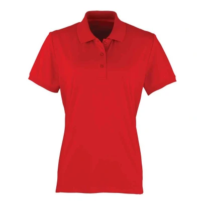 Image of Premier Womens/Ladies Coolchecker Pique Polo Shirt (Red) Size 16 UK