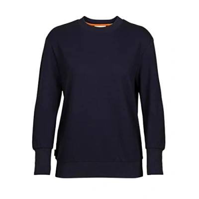 Image of Icebreaker Women&#039;s Central II Long Sleeve Sweatshirt Ladies Sweater Merino Wool Mid Layer Midnight Navy, XL