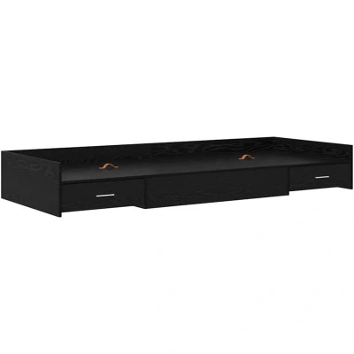 Image of vidaXL Storage Bed Frame with Drawer Black Oak 80 x 200 cm Engineered wood