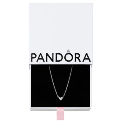 Image of Pandora Timeless Heart sterling silver necklace with clear cubic zirconia