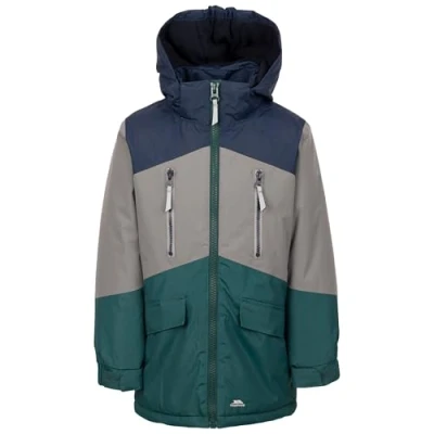 Image of Trespass Kids Waterproof Jacket Westere Padded Raincoat for with Detachable Hood, Taped Seams, 2 Upper Zipped Pockets &amp; Lower Pouch