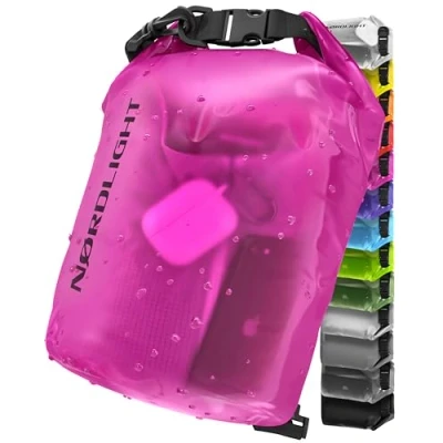 Image of Nordlight Dry Bag and Waterproof (15L, Pink) Packing with Roll Top Closure Shoulder Strap Swimming, Beach, Canoeing, Stand Up Paddling, Diving
