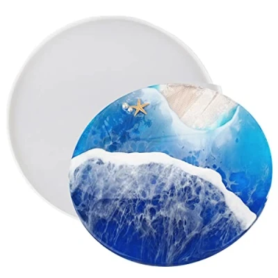 Image of Dirfuny Round Silicone Mould Large Epoxy Resin Coaster Moulds Tray 30 cm Casting Handmade Bowl for Tea