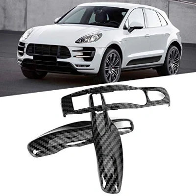 Image of Key Case Cover Shell, 3pcs/Set Carbon Fiber Style Car Trim Remote Replacement Fit for Porshiche Cayman/Macan/Boxster