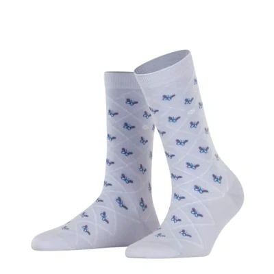 Image of Burlington Women&#039;s Butterflies W So Cotton Patterned 1 Pair Socks, Pink Powder 8493, 3.5 7