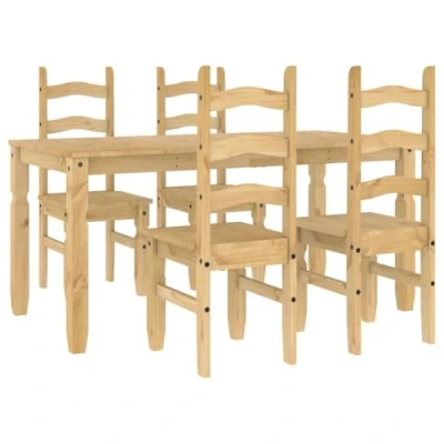Image of vidaXL 5 Piece Dining Set Panama Solid Wood Pine