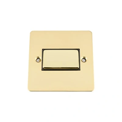 Image of Fan Isolator 3 Pole Switch Polished Brass Flat Black Insert Metal Rocker