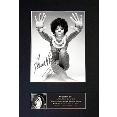 Image of DIANA ROSS Signed Autograph Mounted Photo Reproduction Print A4 Very Rare (297 x 210mm) #665 (Mount &amp; (Not Framed))