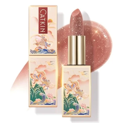 Image of CATKIN Moonlight Lip Balms for Skin Care Cracked &amp; Dry Lips, Color Tinted Glitter Balm with Vitamin E 6h Moisture (C12 Golden Brown)