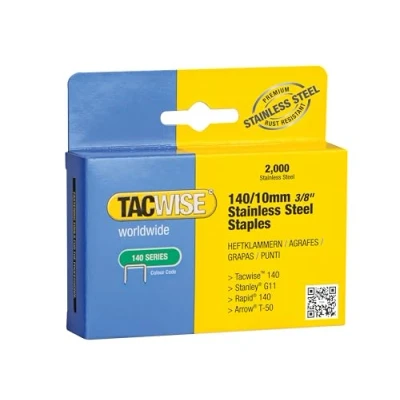 Image of Tacwise 1217 Type 140/10mm Heavy Duty Stainless Steel Staples, Pack of 2000
