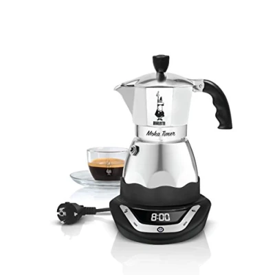 Image of Easy Timer Electric Coffee Maker for 6 Cups Aluminium in Black/Grey