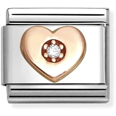 Image of Nomination Rose Gold White Heart Charm