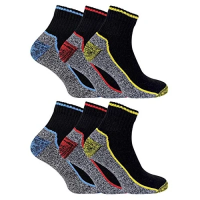 Image of Mens Anti Sweat Heavy Duty Breathable Short Trainer Bamboo Work Socks for Steel Toe Boots (12 14, 6 Pairs)