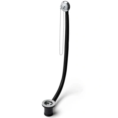 Image of Chrome Retainer Bath Tub Waste Drain with Brass Plug &amp; Overflow and Ball Chain