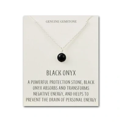Image of Philip Jones Black Onyx Necklace with Quote Card
