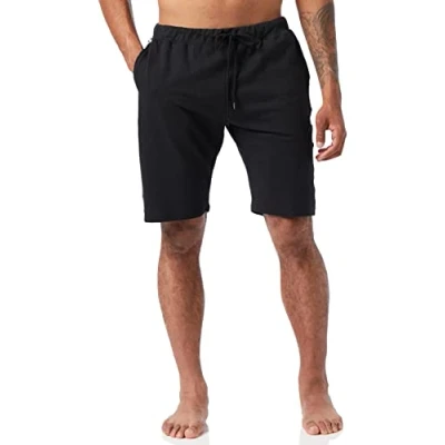 Image of DKNY Loungewear Men’s Lounge Short, Designer Branded Waistband &amp; Side Stripe Black Sleepwear, Small
