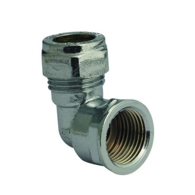 Image of Plumbright Compression Elbow Female 15mm x 1/2&quot; Chrome Plated P803CP06