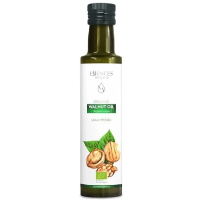 Image of Essences Bulgaria Organic Walnut Oil 250ml 100% Natural Cold Pressed Extra Premium Quality Excellent Taste Dips Salads No Additives or Preservatives Non GMO Vegan