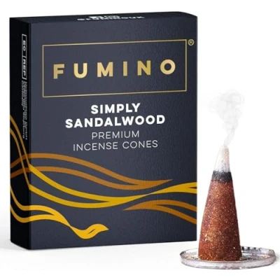 Image of Fumino® Simply Sandalwood Fresh Incense Cones 20 per Box Masala Agarbatti Joss Scent Fragrance for Relaxation and Meditation, Home House Décor