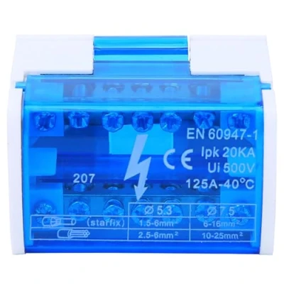 Image of Terminal Distribution Box Strip Junction Rail 2 Level Single Phase with Transparent Dust Cover 207
